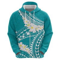 Polynesian Vintage Floral Zip Hoodie Teal Motifs - Polynesian Pride