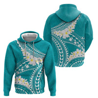 Polynesian Vintage Floral Zip Hoodie Teal Motifs - Polynesian Pride