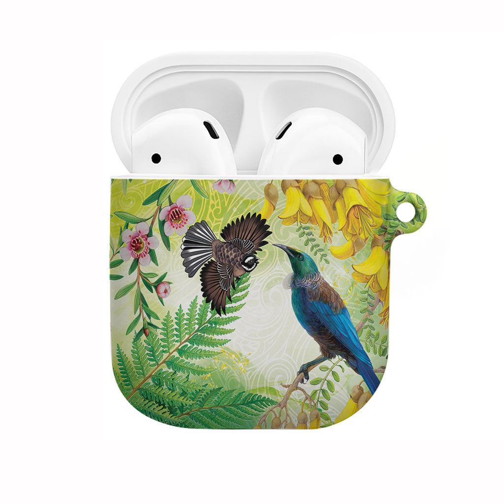 New Zealand Maori Mahuru AirPods Case Tui With Pikawakawa Spring Colors LT7 Multicolor - Polynesian Pride