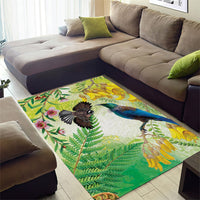 New Zealand Maori Mahuru Area Rug Tui With Pikawakawa Spring Colors LT7 - Polynesian Pride