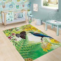 New Zealand Maori Mahuru Area Rug Tui With Pikawakawa Spring Colors LT7 - Polynesian Pride