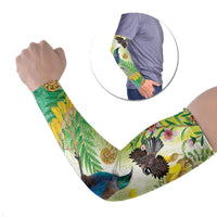New Zealand Maori Mahuru Arm Sleeves Tui With Pikawakawa Spring Colors LT7 Set of 2 Multicolor - Polynesian Pride