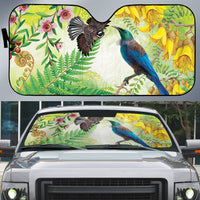 New Zealand Maori Mahuru Auto Sun Shade Tui With Pikawakawa Spring Colors LT7 Multicolor - Polynesian Pride