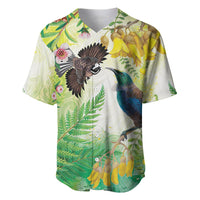 New Zealand Maori Mahuru Baseball Jersey Tui With Pikawakawa Spring Colors LT7 Multicolor - Polynesian Pride