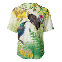 New Zealand Maori Mahuru Baseball Jersey Tui With Pikawakawa Spring Colors LT7 - Polynesian Pride
