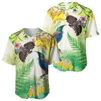 New Zealand Maori Mahuru Baseball Jersey Tui With Pikawakawa Spring Colors LT7 - Polynesian Pride