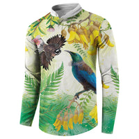 New Zealand Maori Mahuru Button Sweatshirt Tui With Pikawakawa Spring Colors LT7 - Polynesian Pride