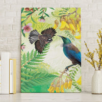 New Zealand Maori Mahuru Canvas Wall Art Tui With Pikawakawa Spring Colors LT7 Without Frame Multicolor - Polynesian Pride