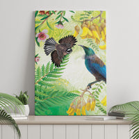 New Zealand Maori Mahuru Canvas Wall Art Tui With Pikawakawa Spring Colors LT7 - Polynesian Pride