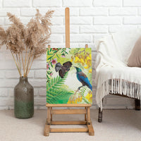 New Zealand Maori Mahuru Canvas Wall Art Tui With Pikawakawa Spring Colors LT7 - Polynesian Pride
