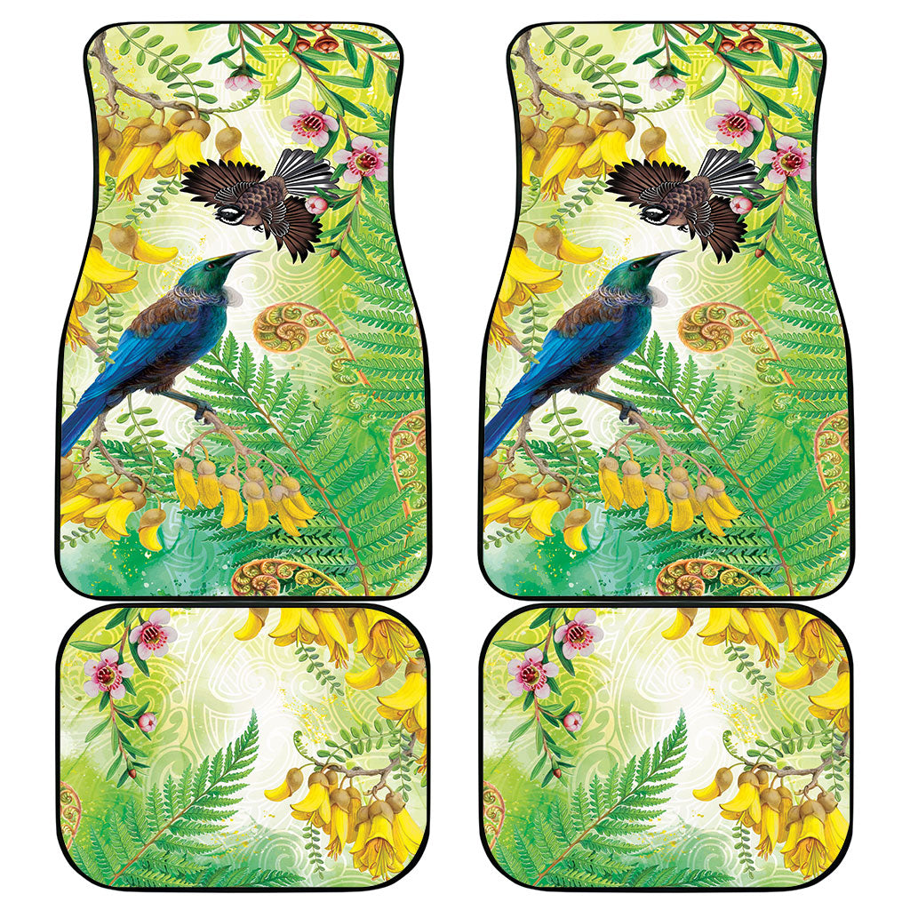 New Zealand Maori Mahuru Car Mats Tui With Pikawakawa Spring Colors LT7 - Polynesian Pride