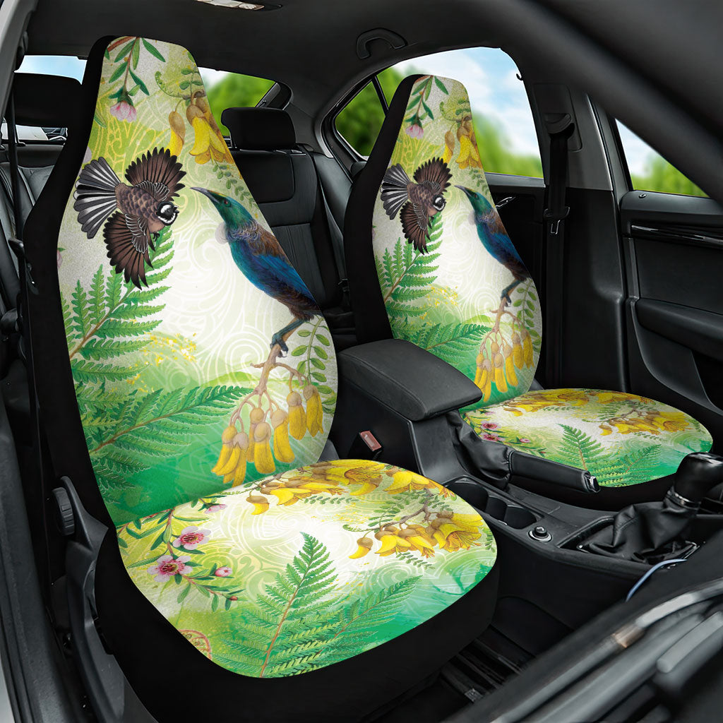 New Zealand Maori Mahuru Car Seat Cover Tui With Pikawakawa Spring Colors LT7 One Size Multicolor - Polynesian Pride