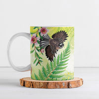New Zealand Maori Mahuru Ceramic Mug Tui With Pikawakawa Spring Colors LT7 Multicolor - Polynesian Pride