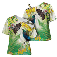 New Zealand Maori Mahuru Cross Shoulder Shirt Tui With Pikawakawa Spring Colors LT7 - Polynesian Pride
