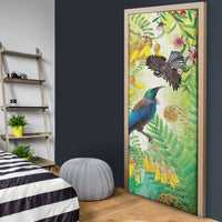 New Zealand Maori Mahuru Door Cover Tui With Pikawakawa Spring Colors LT7 - Polynesian Pride