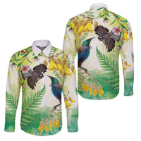New Zealand Maori Mahuru Family Matching Mermaid Dress and Hawaiian Shirt Tui With Pikawakawa Spring Colors LT7 Dad's Shirt - Long Sleeve Multicolor - Polynesian Pride