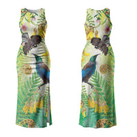 New Zealand Maori Mahuru Family Matching Tank Maxi Dress and Hawaiian Shirt Tui With Pikawakawa Spring Colors LT7 Mom's Dress Multicolor - Polynesian Pride