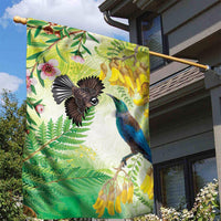 New Zealand Maori Mahuru Garden Flag Tui With Pikawakawa Spring Colors LT7 - Polynesian Pride