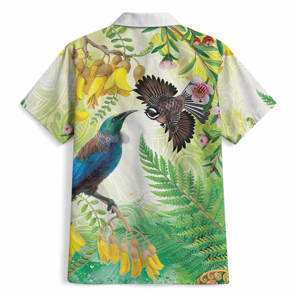 New Zealand Maori Mahuru Hawaiian Shirt Tui With Pikawakawa Spring Colors LT7 - Polynesian Pride