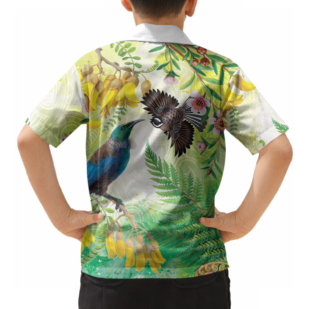 New Zealand Maori Mahuru Hawaiian Shirt Tui With Pikawakawa Spring Colors LT7 - Polynesian Pride