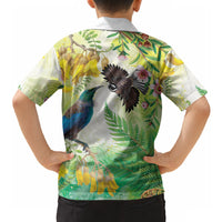 New Zealand Maori Mahuru Hawaiian Shirt Tui With Pikawakawa Spring Colors LT7 - Polynesian Pride