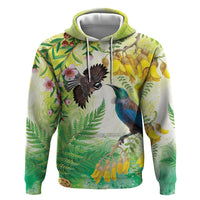 New Zealand Maori Mahuru Hoodie Tui With Pikawakawa Spring Colors LT7 Pullover Hoodie Multicolor - Polynesian Pride