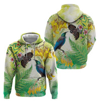 New Zealand Maori Mahuru Hoodie Tui With Pikawakawa Spring Colors LT7 - Polynesian Pride
