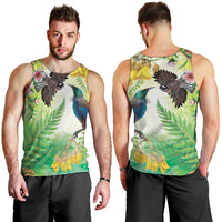 New Zealand Maori Mahuru Men Tank Top Tui With Pikawakawa Spring Colors LT7 - Polynesian Pride