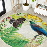New Zealand Maori Mahuru Round Carpet Tui With Pikawakawa Spring Colors LT7 Multicolor - Polynesian Pride