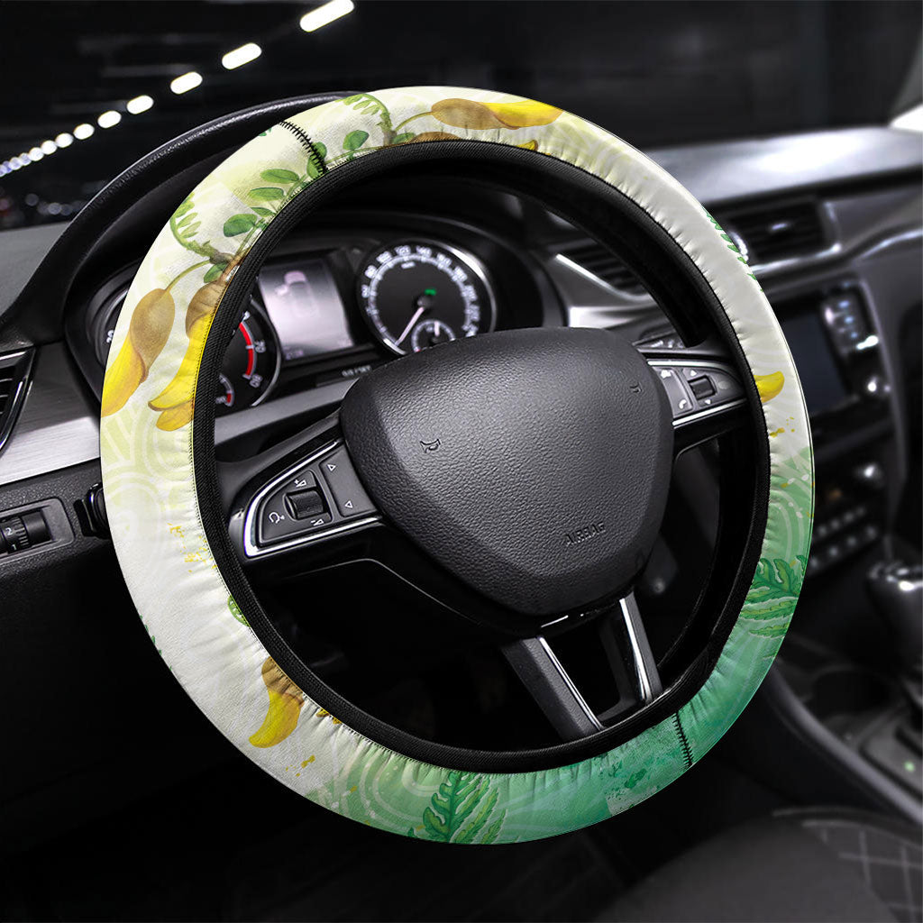 New Zealand Maori Mahuru Steering Wheel Cover Tui With Pikawakawa Spring Colors LT7 Universal Fit Multicolor - Polynesian Pride
