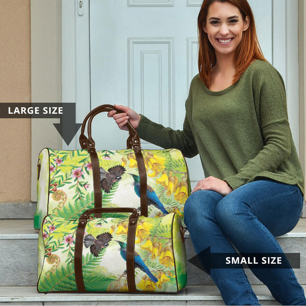 New Zealand Maori Mahuru Travel Bag Tui With Pikawakawa Spring Colors LT7 - Polynesian Pride