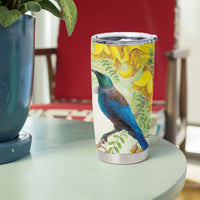 New Zealand Maori Mahuru Tumbler Cup Tui With Pikawakawa Spring Colors LT7 - Polynesian Pride
