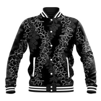 Hawaii Plumeria Lei Baseball Jacket Aloha Festive Vibe LT7 Unisex Black - Polynesian Pride