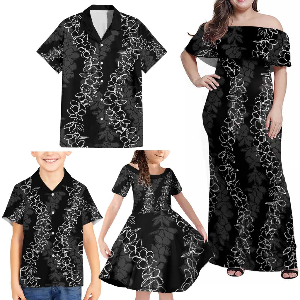 Hawaii Plumeria Lei Family Matching Off Shoulder Maxi Dress and Hawaiian Shirt Aloha Festive Vibe