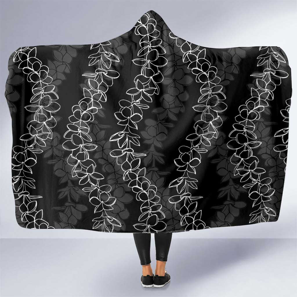 Hawaii Plumeria Lei Hooded Blanket Aloha Festive Vibe LT7 One Size Black - Polynesian Pride