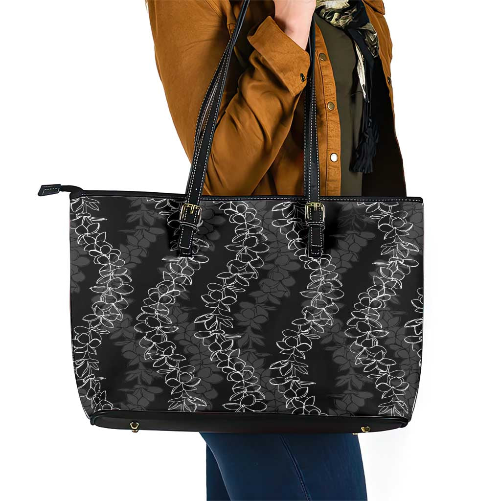 Hawaii Plumeria Lei Leather Tote Bag Aloha Festive Vibe LT7 - Polynesian Pride