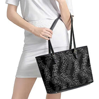 Hawaii Plumeria Lei Leather Tote Bag Aloha Festive Vibe LT7 - Polynesian Pride