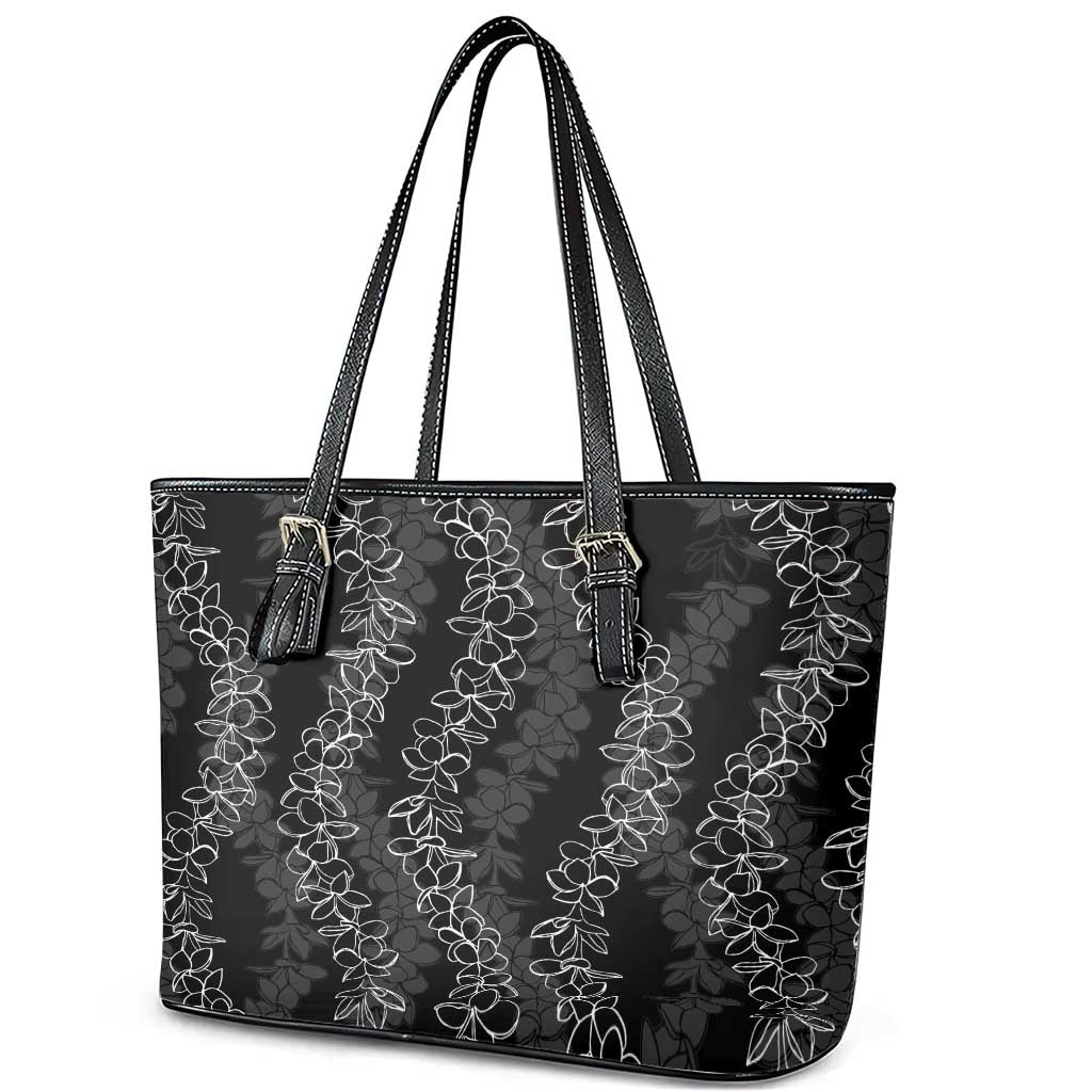 Hawaii Plumeria Lei Leather Tote Bag Aloha Festive Vibe LT7 - Polynesian Pride