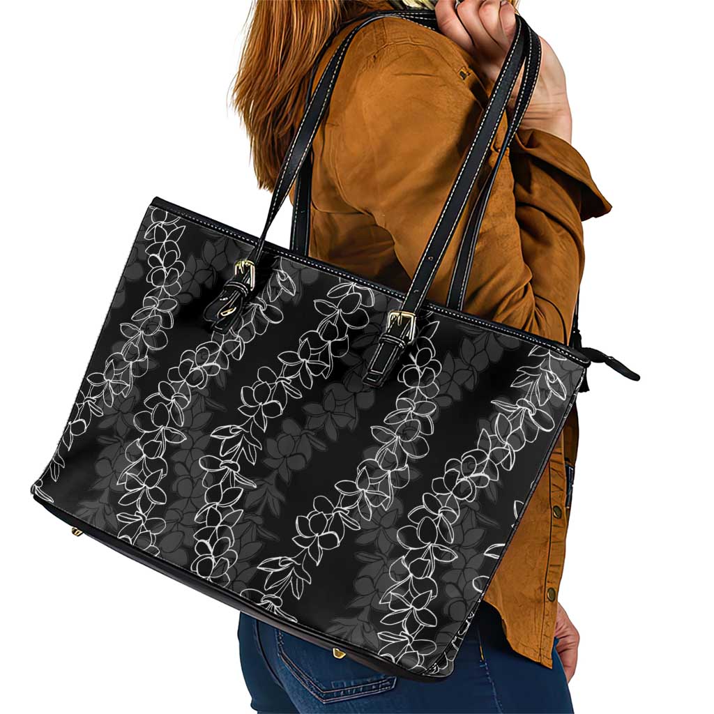 Hawaii Plumeria Lei Leather Tote Bag Aloha Festive Vibe LT7 - Polynesian Pride