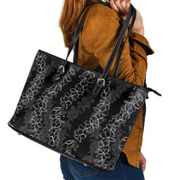 Hawaii Plumeria Lei Leather Tote Bag Aloha Festive Vibe LT7 - Polynesian Pride