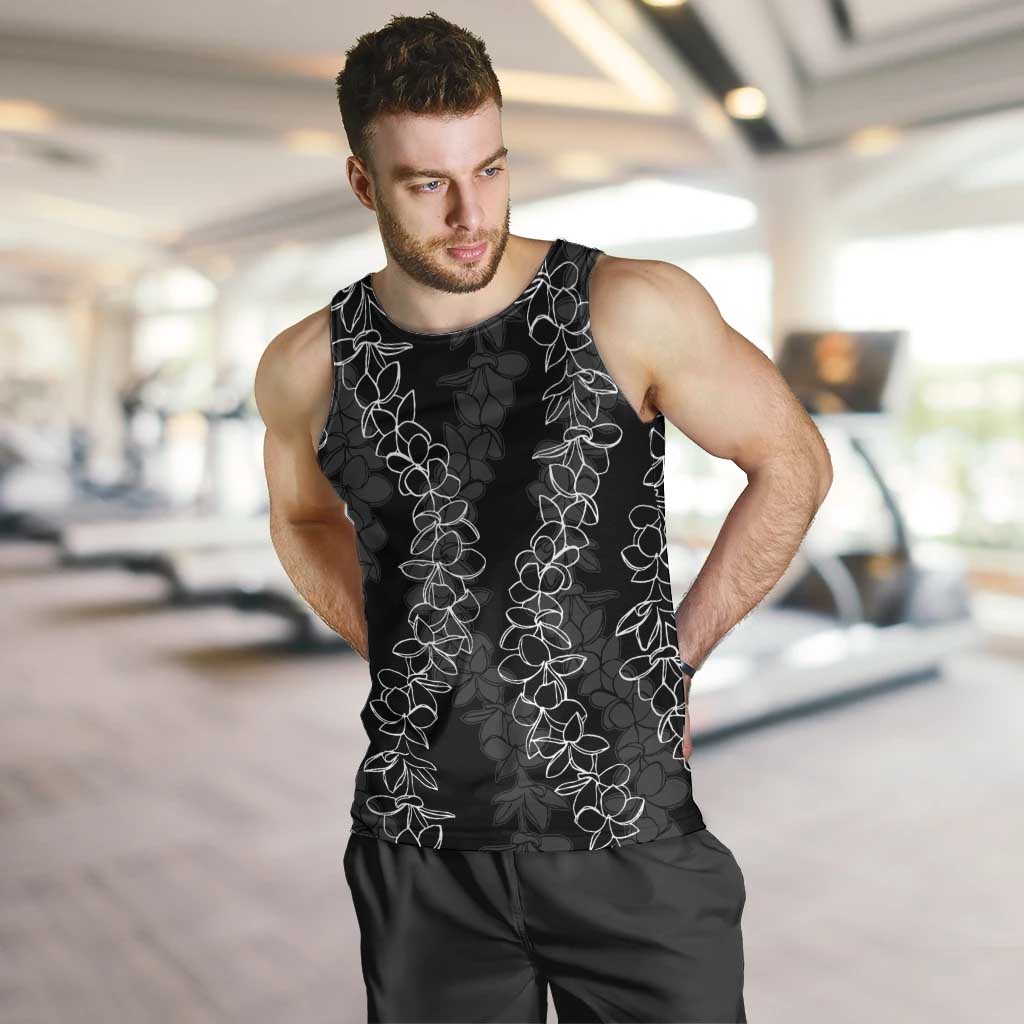 Hawaii Plumeria Lei Men Tank Top Aloha Festive Vibe LT7 Black - Polynesian Pride