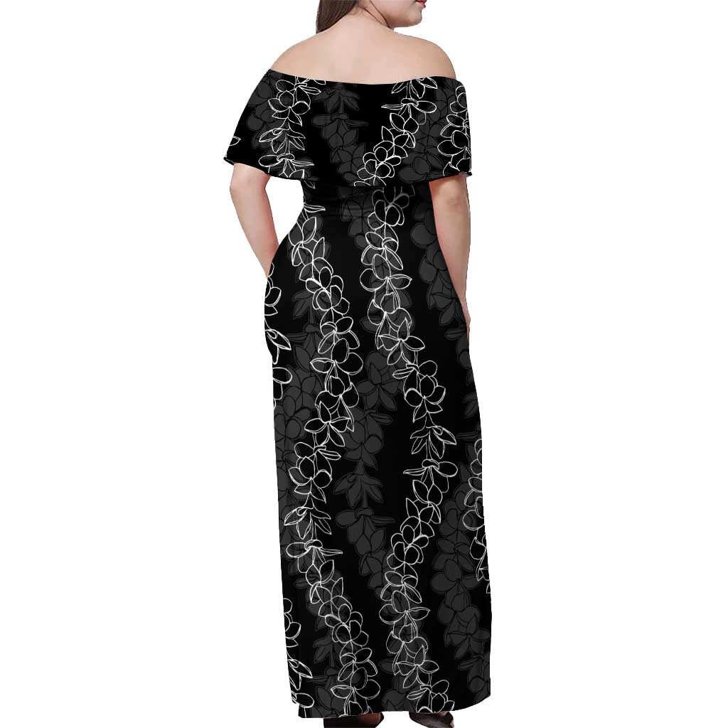 Hawaii Plumeria Lei Off Shoulder Maxi Dress Aloha Festive Vibe LT7 - Polynesian Pride