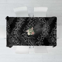 Hawaii Plumeria Lei Tablecloth Aloha Festive Vibe LT7 Black - Polynesian Pride