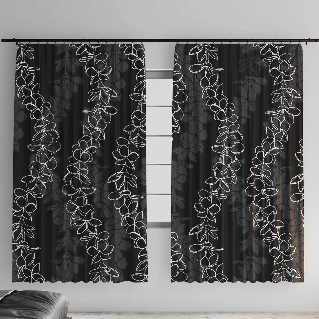 Hawaii Plumeria Lei Window Curtain Aloha Festive Vibe LT7 With Hooks Black - Polynesian Pride