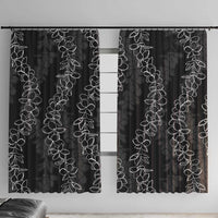 Hawaii Plumeria Lei Window Curtain Aloha Festive Vibe LT7 With Hooks Black - Polynesian Pride