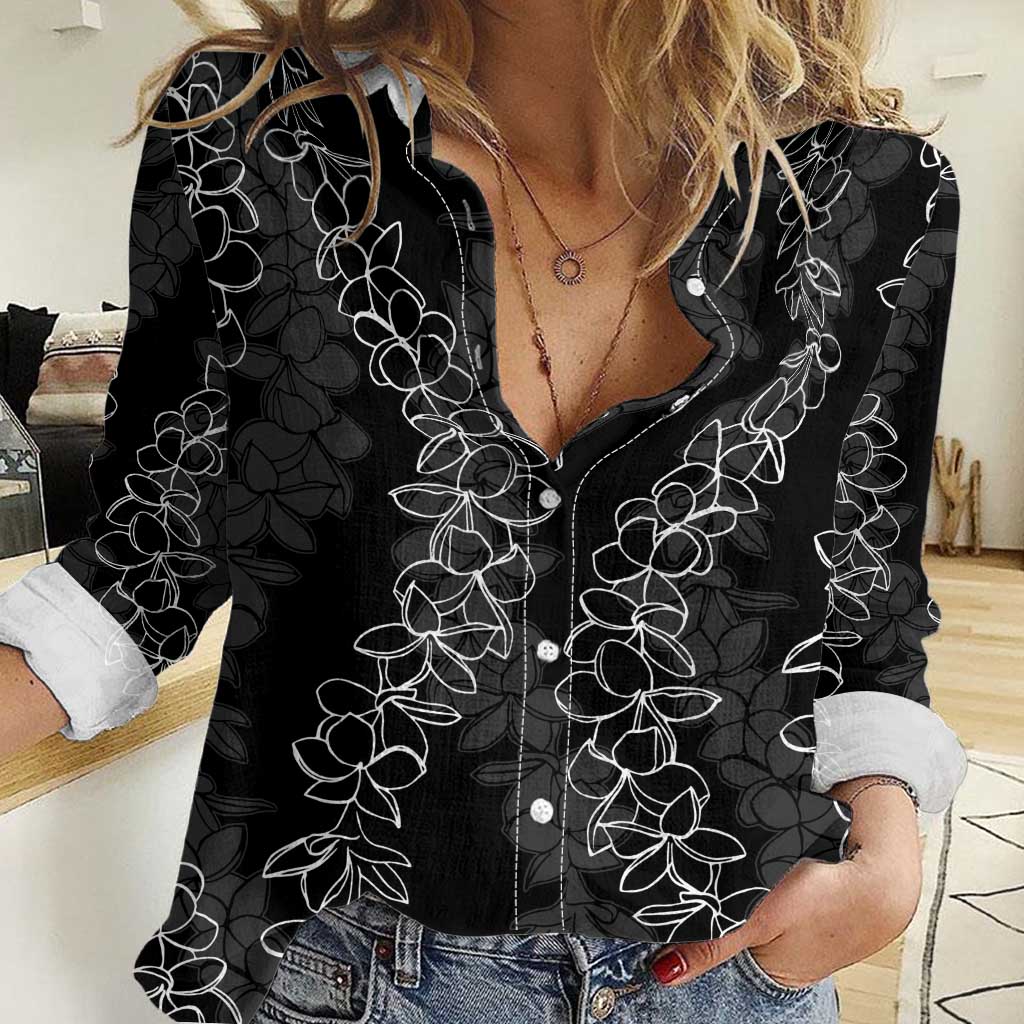 Hawaii Plumeria Lei Women Casual Shirt Aloha Festive Vibe