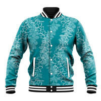 Hawaii Plumeria Lei Baseball Jacket Aloha Festive Vibe - Teal LT7 Unisex Teal - Polynesian Pride