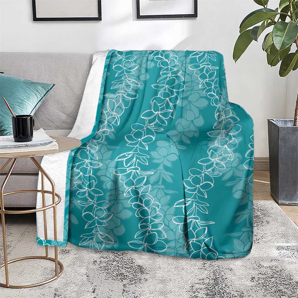 Hawaii Plumeria Lei Blanket Aloha Festive Vibe - Teal LT7 - Polynesian Pride