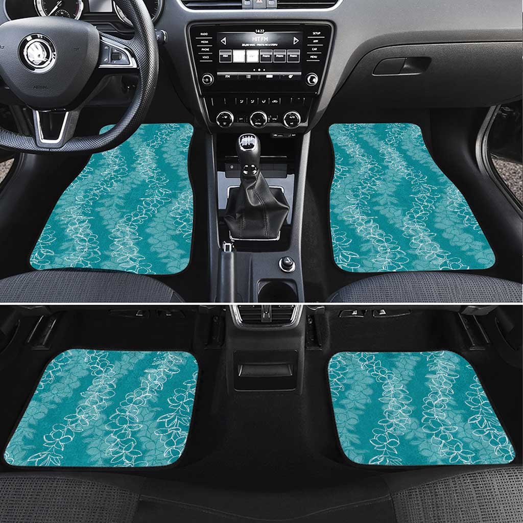 Hawaii Plumeria Lei Car Mats Aloha Festive Vibe - Teal