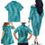 Hawaii Plumeria Lei Family Matching Off The Shoulder Long Sleeve Dress and Hawaiian Shirt Aloha Festive Vibe - Teal